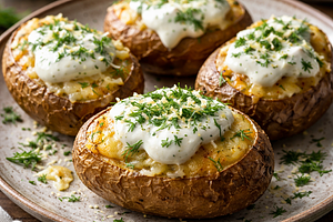 Baked Potatoes with Cheese and Dill (Polish Classic with Creamy Sauce)