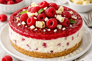 White Chocolate and Raspberry Cheesecake (No-Bake)