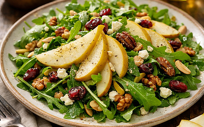 Arugula salad with pears and nuts