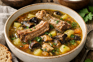 Highlander Sour Soup with Ribs and Dried Porcini Mushrooms