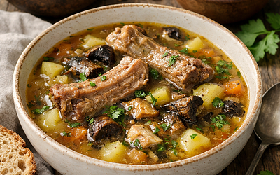 Highlander Sour Soup with Ribs and Dried Porcini Mushrooms