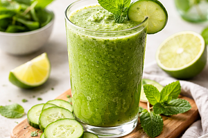 Green smoothie with cucumber and mint