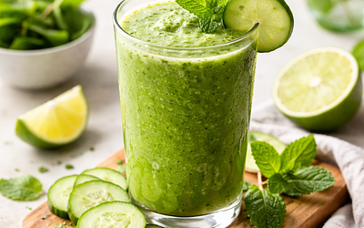 Green smoothie with cucumber and mint