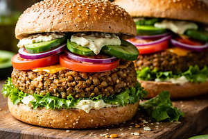 Lentil Burgers with Avocado