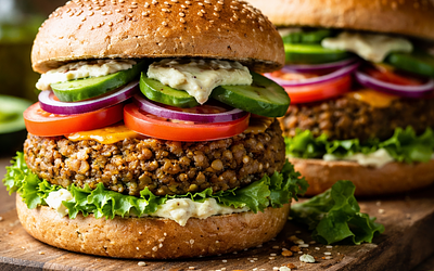 Lentil Burgers with Avocado
