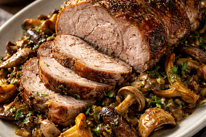 Pork roast with forest mushrooms