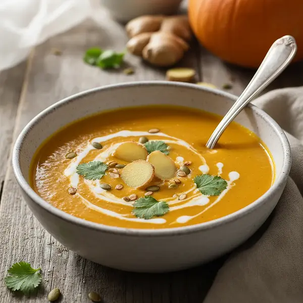 Aksamitny krem z dyni z imbirem i mleczkiem kokosowym
