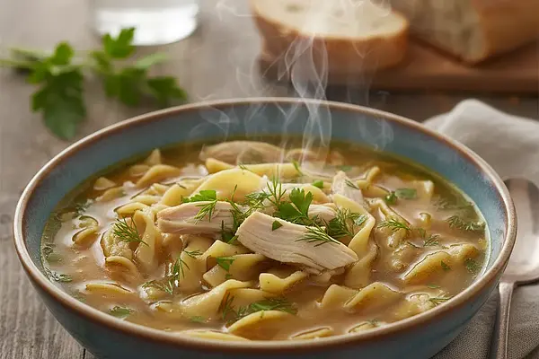 Rosół z kury z domowymi kluskami