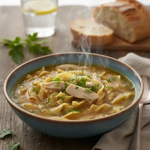 Rosół z kury z domowymi kluskami