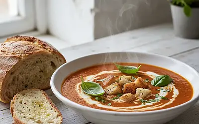 Aksamitny krem z pieczonych pomidorów z nutą świeżej bazylii