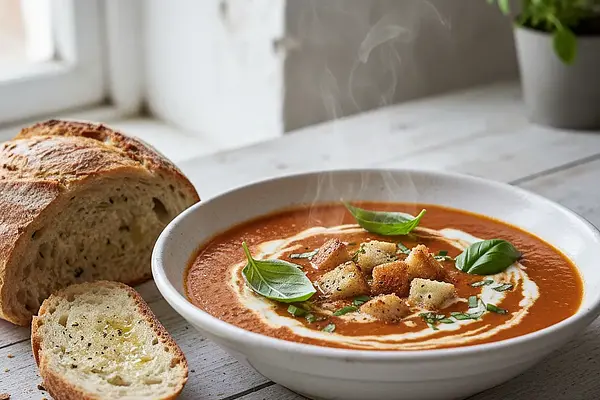 Aksamitny krem z pieczonych pomidorów z nutą świeżej bazylii