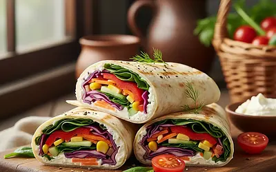 Roladki z tortilli z warzywami i serkiem śmietankowym