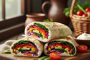 Roladki z tortilli z warzywami i serkiem śmietankowym