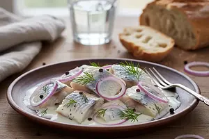 Śledź w śmietanie z cebulką