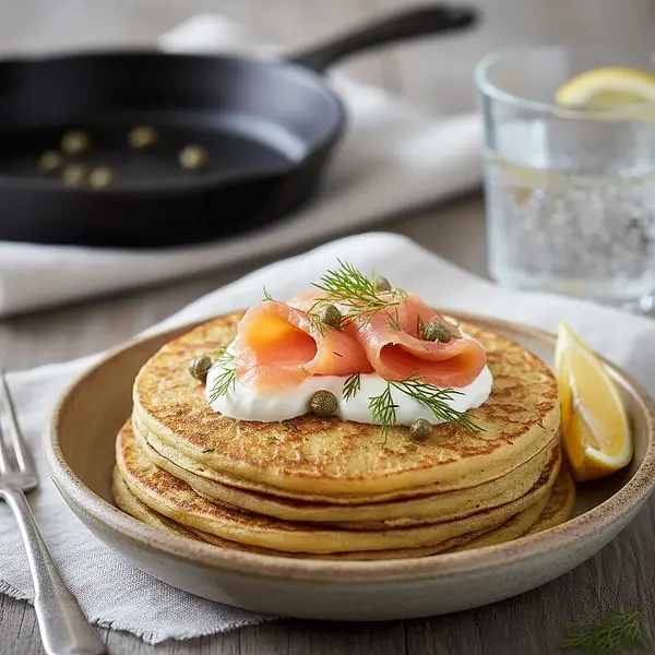 Bliny z łososiem i śmietaną