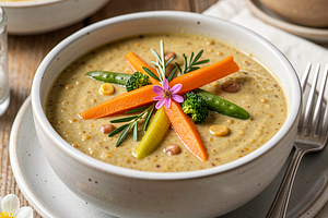 Creamy lentil soup with spring vegetables (Easter version)
