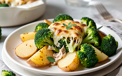 Easter casserole with potatoes and broccoli