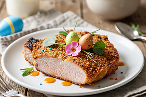 Pork chops in a classic breading (Easter twist)