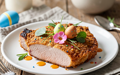 Pork chops in a classic breading (Easter twist)