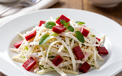 Surówka z białej kapusty z chrzanem i rabarbarem (wielkanocny twist)