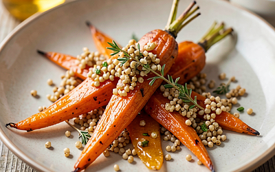 Baked Carrots with Honey, Thyme Gremolata, and Toasted Millet