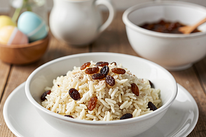 Rice with raisins in a lemon-cinnamon note (Easter side dish)