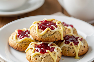 Butter Easter Cookies with Rhubarb-Strawberry Jam and Lemon Icing