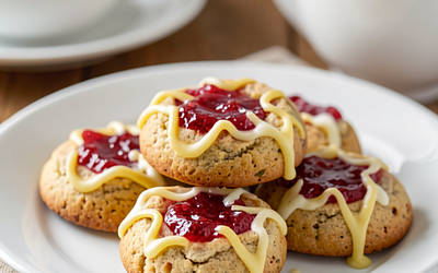 Butter Easter Cookies with Rhubarb-Strawberry Jam and Lemon Icing