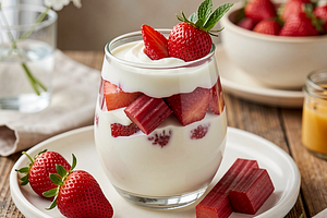 Easter cocktail with strawberry, rhubarb, and yogurt