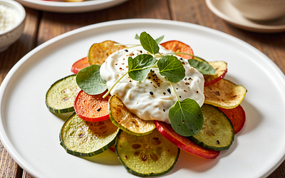 Vegetable chips with creamy sorrel and cheese dip