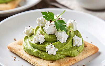 Easter avocado and cottage cheese spread on crackers