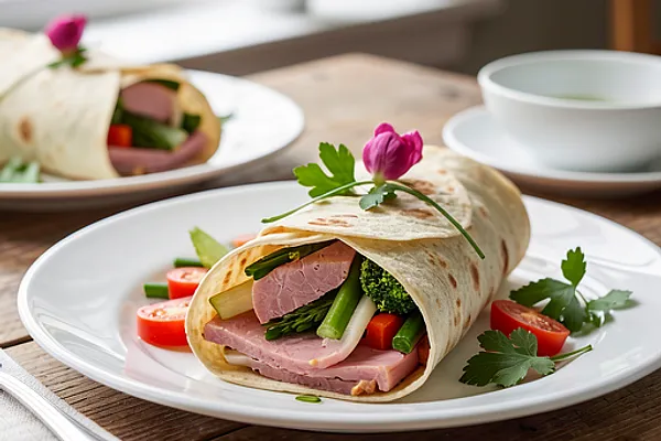 Wrapy z szynką i wiosennymi warzywami (Wielkanocne)