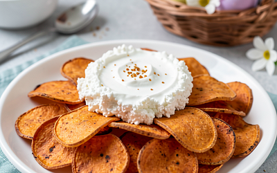 Sweet Potato Chips with Cottage Cheese and Buttermilk Dip (Easter Snack)