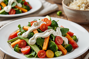 Easter vegetable salad with mayonnaise and a horseradish twist