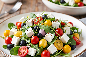 Easter Greek salad with feta and a spring twist