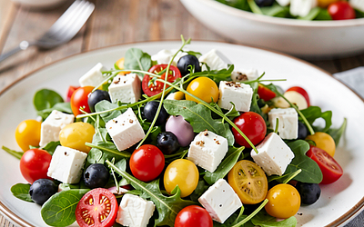 Easter Greek salad with feta and a spring twist