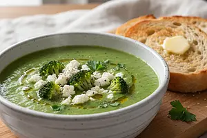 Aksamitny krem z brokułów z serem feta