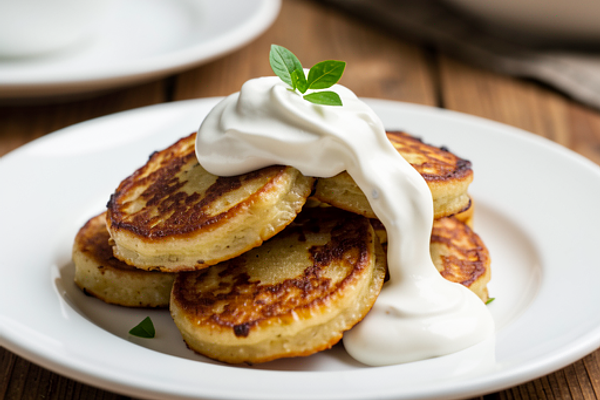 Placki ziemniaczane z sosem śmietanowym (tradycyjne)