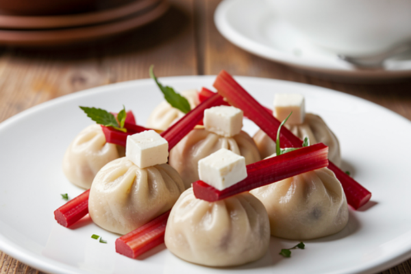 Mini pierożki z kaszubskim twarożkiem i rabarbarem