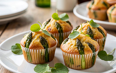 Asparagus cheese muffins with a sorrel accent