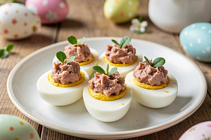 Stuffed eggs with tuna paste (Easter snack)