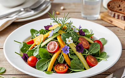 Spring salad with young vegetables for Easter