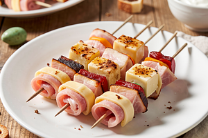 Easter skewers with ham and cheese