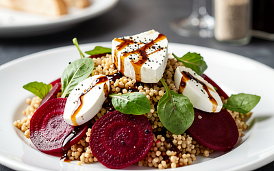 Beetroot and Goat Cheese Salad with Spelt and Honey-Balsamic Dressing