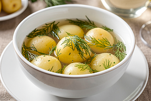Dill soup with young potatoes