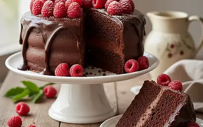 Tort czekoladowy z malinami