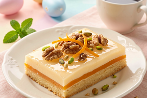 Caramel Cream Mazurek with Apricot Base and Nuts