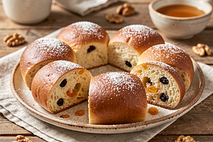 Sweet Easter Buns with Dried Fruits