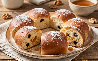 Sweet Easter Buns with Dried Fruits