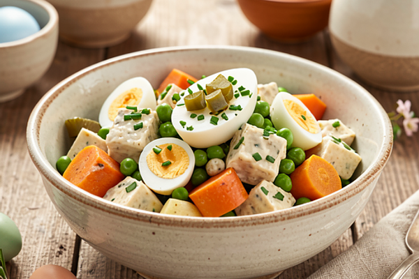 Tradycyjna sałatka jarzynowa wielkanocna z chrzanem (wersja domowa)